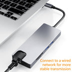 HW-TC12 8 In 1 Type-C / USB-C Multifunctional Extension HUB Adapter Hdmi / Vga Hub Card Reader + Network Card – TPU