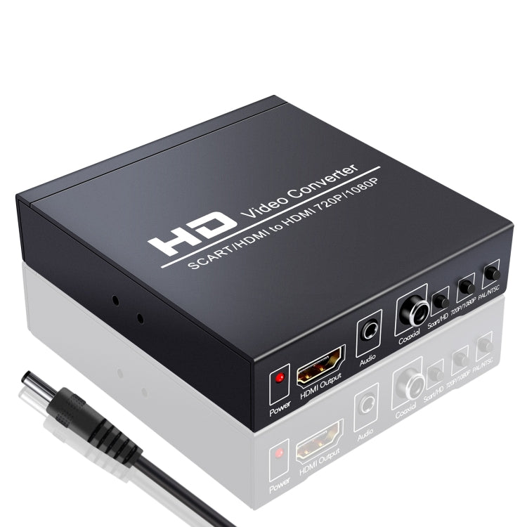 NEWKENG NK-8S SCART + HDMI to HDMI 720P / 1080P HD Video Converter Adapter Scaler Box, NK-8S SCART + HDMI to HDMI – TPU