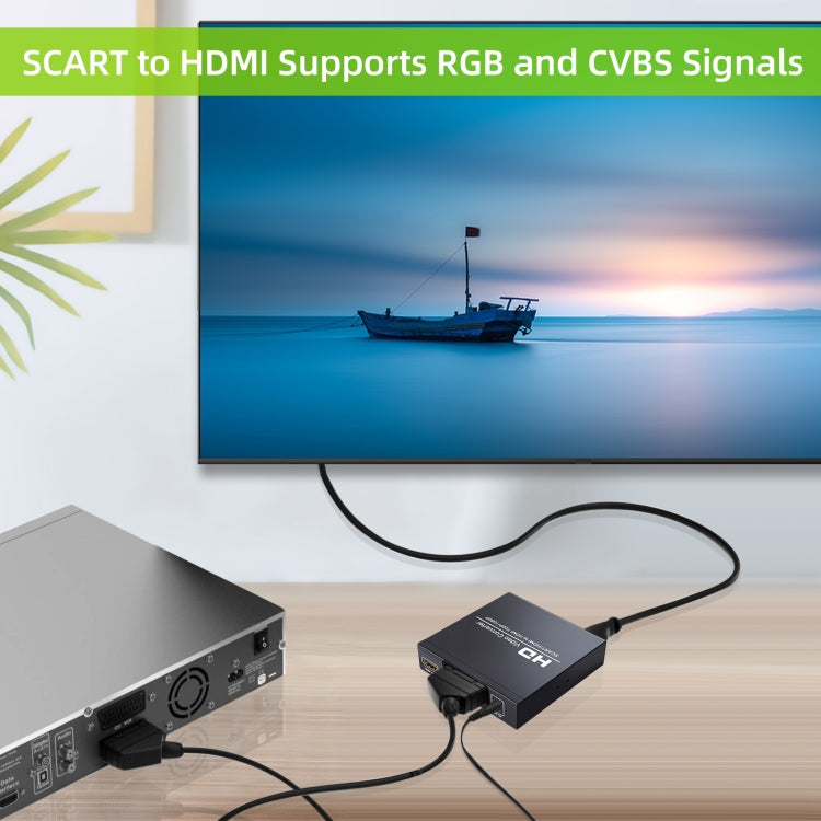 NEWKENG NK-8S SCART + HDMI to HDMI 720P / 1080P HD Video Converter Adapter Scaler Box, NK-8S SCART + HDMI to HDMI – TPU