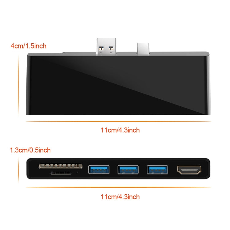 ROCKETEK SK-S5H 3 x USB 3.0 + HDMI + SD / TF Memory Card Reader HUB 4K HDMI Adapter, SK-S5H – TPU, 4K