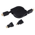 1m HDMI Male to HDMI Male Retractable Video Audio Connector Adapter Cable with Mini HDMI & Micro HDMI Adapters for HDTV Monitor & Projector & PC & Cameras & Tablets & Smartphones – Durable Build, Easy to Use