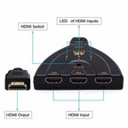 3 in 1 HDMI Input 4K x 2K HDTV Pigtail Switch Adapter HDMI Splitter, 1 in 3 – 4K