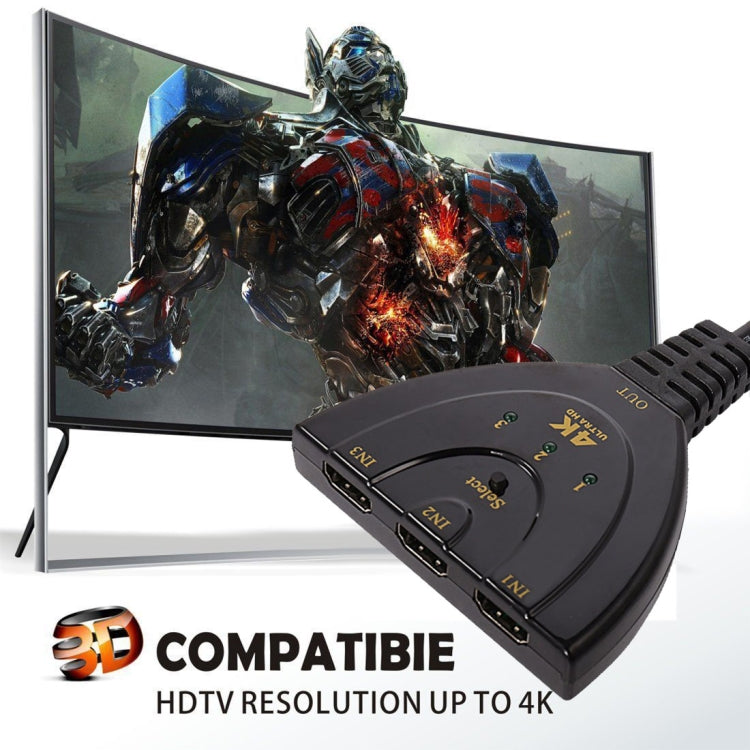 3 in 1 HDMI Input 4K x 2K HDTV Pigtail Switch Adapter HDMI Splitter, 1 in 3 – 4K