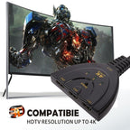 3 in 1 HDMI Input 4K x 2K HDTV Pigtail Switch Adapter HDMI Splitter, 1 in 3 – 4K