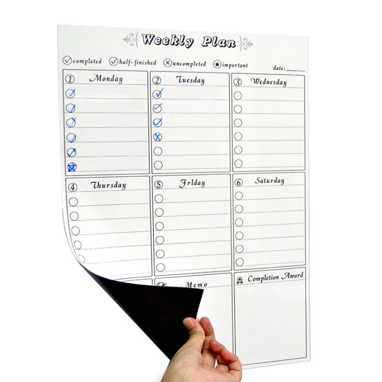 Magnetic Weekly Plan Refrigerator Magnet PET Magnetic Soft Whiteboard, Size: 29.7cm x 42cm, Weekly Plan – Magnetic