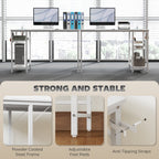 120 x 60 cm Computer Desk with Power Outlets and Reversible Shelves - White