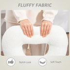 Armless Heart Computer Desk Chair, Teddy Fleece Swivel Office Chair, Makeup Vanity Chair with Height Adjustable, Wheels, for Home Study Bedroom, White