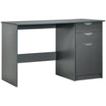 Computer Desk with Drawers, High Gloss Home Office Desk with Storage Cabinet, Study Workstation, 120 x 60cm, Grey Grey