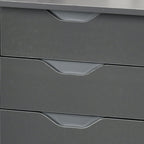 Computer Desk with Drawers, High Gloss Home Office Desk with Storage Cabinet, Study Workstation, 120 x 60cm, Grey