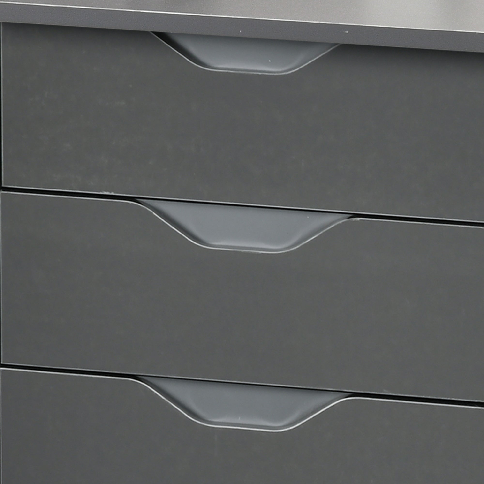 Computer Desk with Drawers, High Gloss Home Office Desk with Storage Cabinet, Study Workstation, 120 x 60cm, Grey