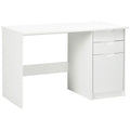 Computer Desk with Drawers, High Gloss Home Office Desk with Storage Cabinet, Study Workstation, 120 x 60cm, White White