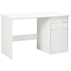 Computer Desk with Drawers, High Gloss Home Office Desk with Storage Cabinet, Study Workstation, 120 x 60cm, White White