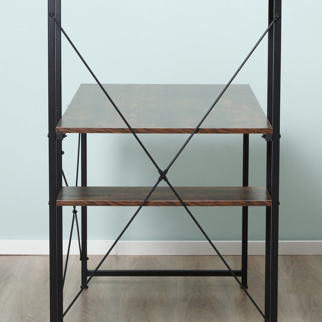 Reversible Computer Desk with Storage Shelves on Left or Right, Industrial Reversible Writing Desk for Home Office, Study, Easy Assembly, 120 x 64 x 121cm, Rustic Brown and Black