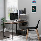 Reversible Computer Desk with Storage Shelves on Left or Right, Industrial Reversible Writing Desk for Home Office, Study, Easy Assembly, 120 x 64 x 121cm, Rustic Brown and Black