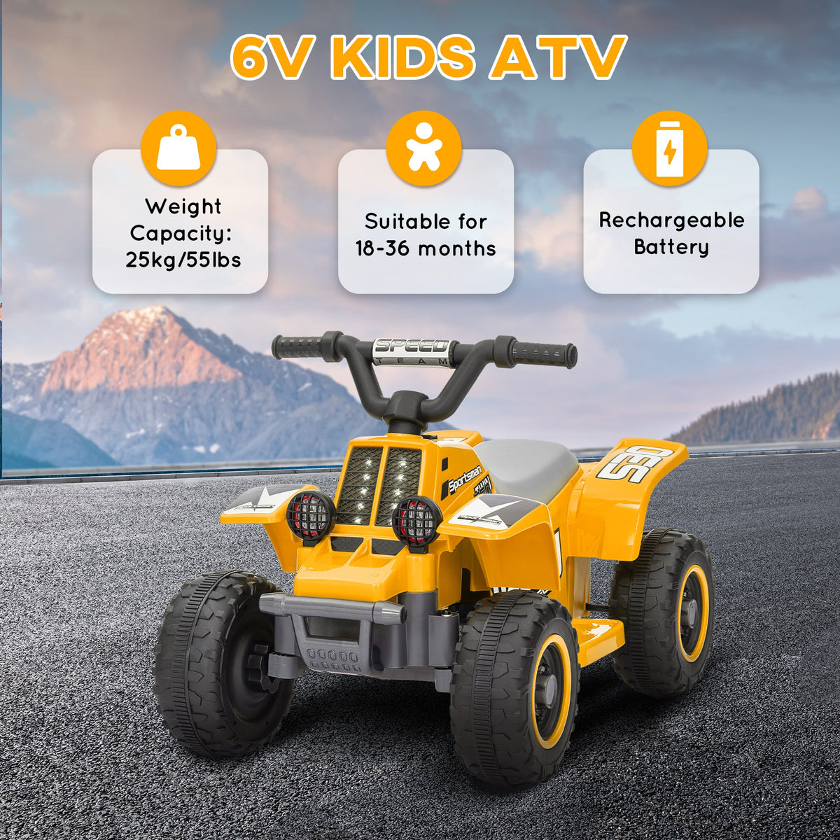 6V Electric Quad Bike for Kids w/ Forward Backward