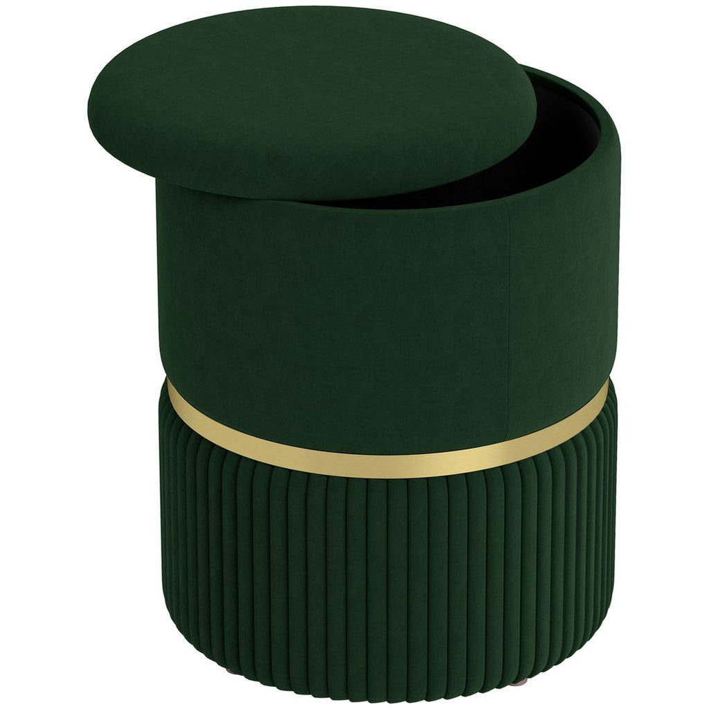 Round Pouffe, Storage Footstool with Cushioned Top