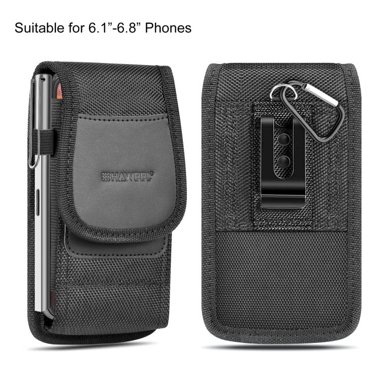 HAWEEL 6.1-6.8 inch Nylon Cloth Phone Belt Clip Carrying Pouch with Card Slot, Vertical 6.1-6.8 inch – Card Slot