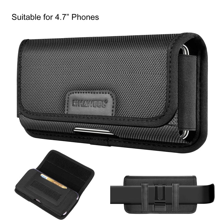 HAWEEL 4.7 inch Nylon Cloth Phone Belt Clip Horizontal Carrying Pouch with Card Slot, Horizontal 4.7 inch – Card Slot