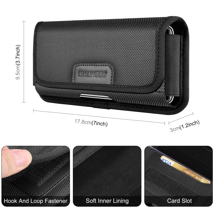 HAWEEL 6.1-6.8 inch Nylon Cloth Phone Belt Clip Horizontal Carrying Pouch with Card Slot, Horizontal 6.1-6.8 inch – Card Slot