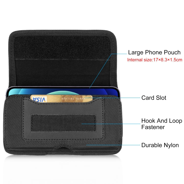 HAWEEL 6.1-6.8 inch Nylon Cloth Phone Belt Clip Horizontal Carrying Pouch with Card Slot, Horizontal 6.1-6.8 inch – Card Slot