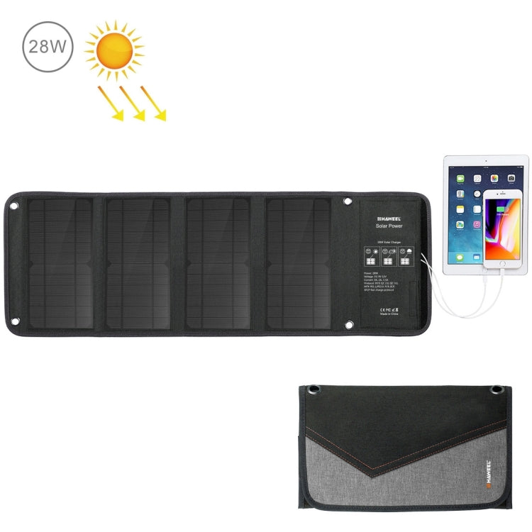HAWEEL 28W Foldable Solar Panel Charger with 5V 3A Max Dual USB Ports, 28W Panel(B) 28W Panel(B)