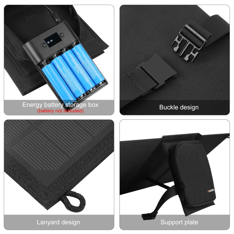 HAWEEL 18W 3 Panels Foldable Solar Panel Charger Bag with 5V / 3.1A Max Dual USB Ports, Support QC3.0 and AFC, 18W 3 Panels – Fast Charging, TPU
