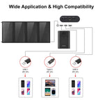 HAWEEL 24W 4 Panels Foldable Solar Panel Charger Bag with 5V / 3.1A Max Dual USB Ports, Support QC3.0 and AFC, 24W 4 Panels – Fast Charging, TPU