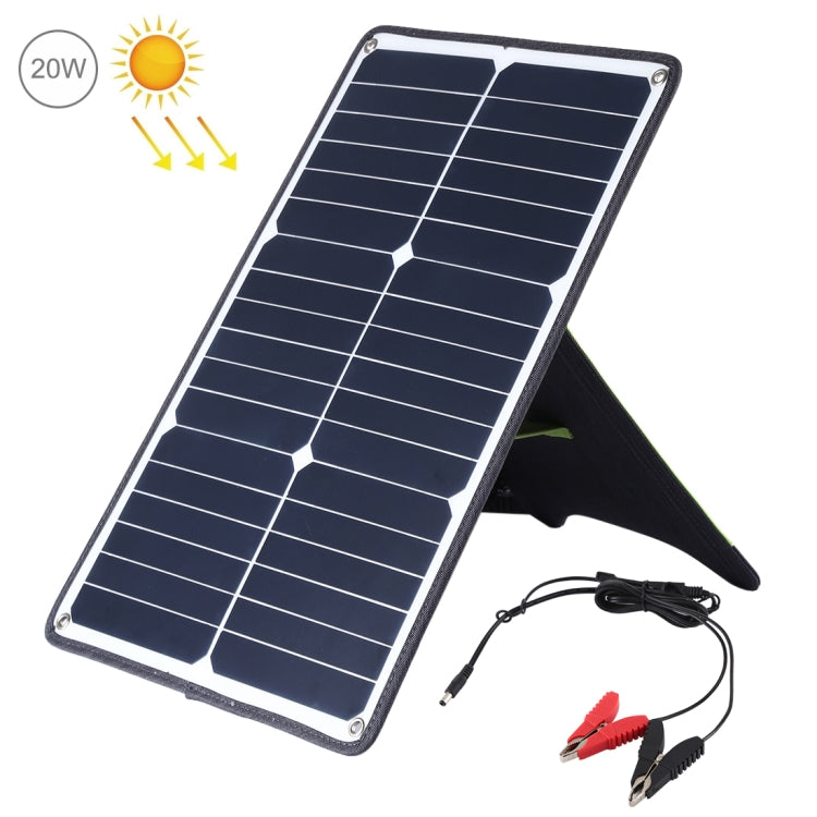 HAWEEL Portable 20W Monocrystalline Silicon Solar Power Panel Charger, with USB Port & Holder & Tiger Clip, Support QC3.0 and AFC Default Title