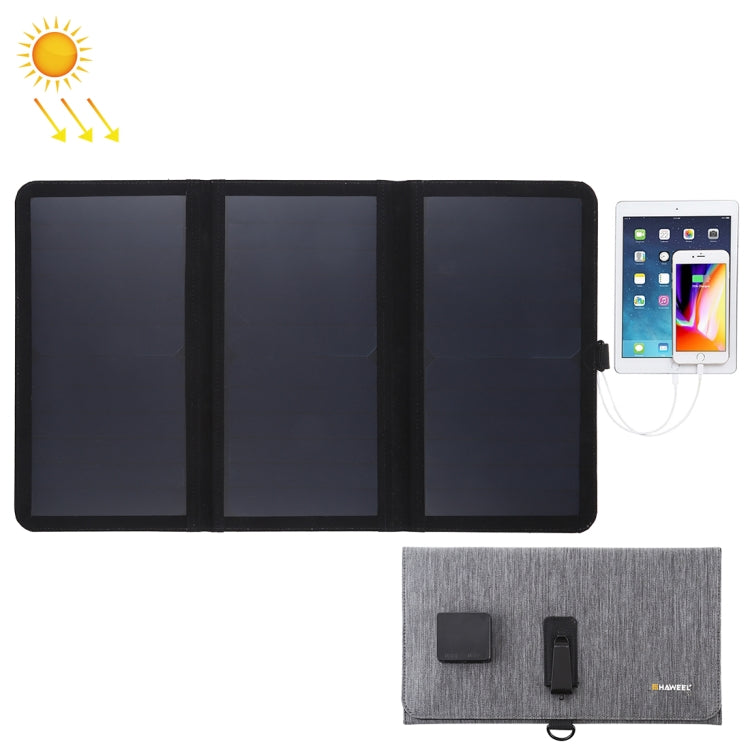 HAWEEL 21W Ultrathin 3-Fold Foldable 5V / 3A Solar Panel Charger with Dual USB Ports, Support QC3.0 and AFC, Ultrathin 21W – TPU Ultrathin 21W