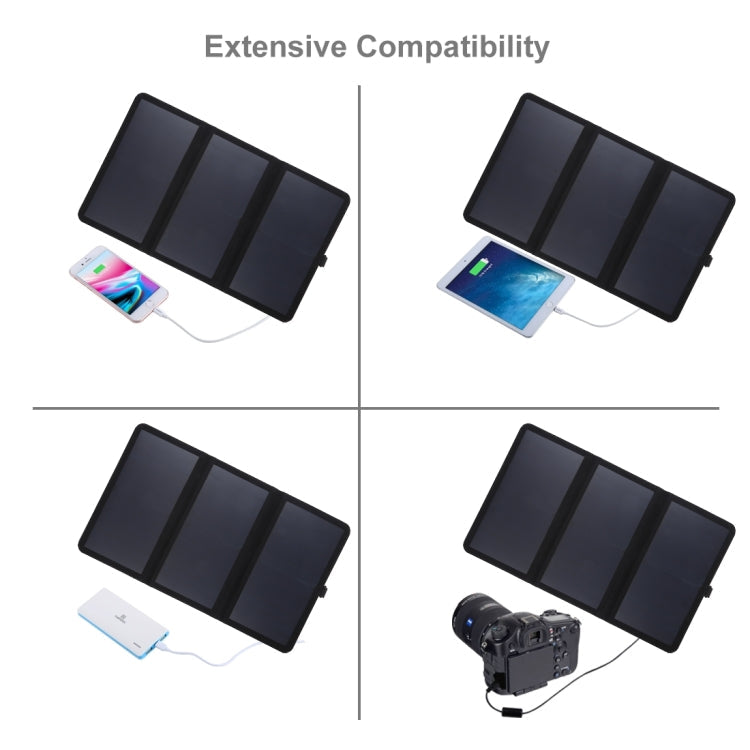 HAWEEL 21W Ultrathin 3-Fold Foldable 5V / 3A Solar Panel Charger with Dual USB Ports, Support QC3.0 and AFC, Ultrathin 21W – TPU