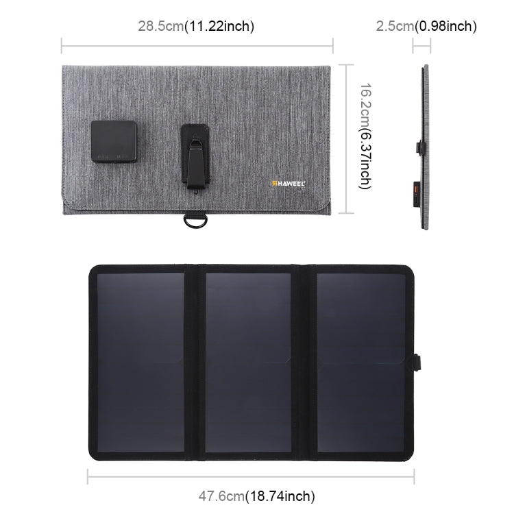 HAWEEL 21W Ultrathin 3-Fold Foldable 5V / 3A Solar Panel Charger with Dual USB Ports, Support QC3.0 and AFC, Ultrathin 21W – TPU