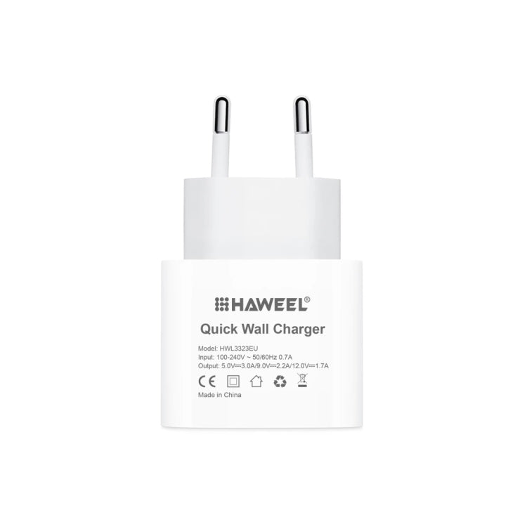 HAWEEL PD 20W Single USB-C / Type-C Interface QC Travel Charger, Support Full QC Protocol, EU Plug, QC Charger EU Plug – Fast Charging, TPU