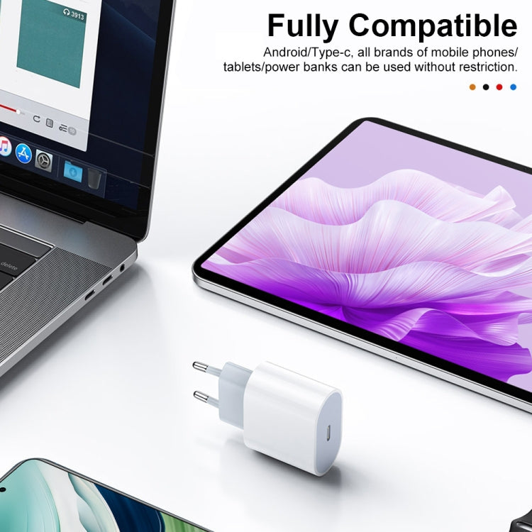 HAWEEL PD 20W Single USB-C / Type-C Interface QC Travel Charger, Support Full QC Protocol, EU Plug, QC Charger EU Plug – Fast Charging, TPU