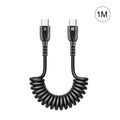 HAWEEL 1m 5A USB-C / Type-C to USB-C / Type-C Retractable Coiled PD Fast Charging Cable, 1m 5A Type-C – Fast Charging