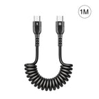 HAWEEL 1m 5A USB-C / Type-C to USB-C / Type-C Retractable Coiled PD Fast Charging Cable, 1m 5A Type-C – Fast Charging