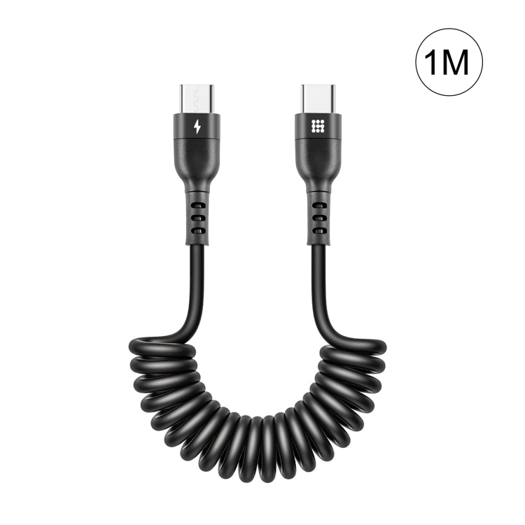 HAWEEL 1m 5A USB-C / Type-C to USB-C / Type-C Retractable Coiled PD Fast Charging Cable, 1m 5A Type-C – Fast Charging