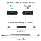 HAWEEL 1m 5A USB-C / Type-C to USB-C / Type-C Retractable Coiled PD Fast Charging Cable, 1m 5A Type-C – Fast Charging