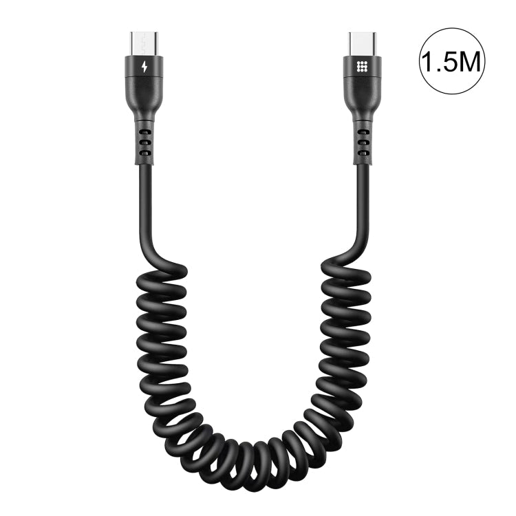 HAWEEL 1.5m 5A USB-C / Type-C to USB-C / Type-C Retractable Coiled PD Fast Charging Cable, 1.5m 5A Type-C – Fast Charging