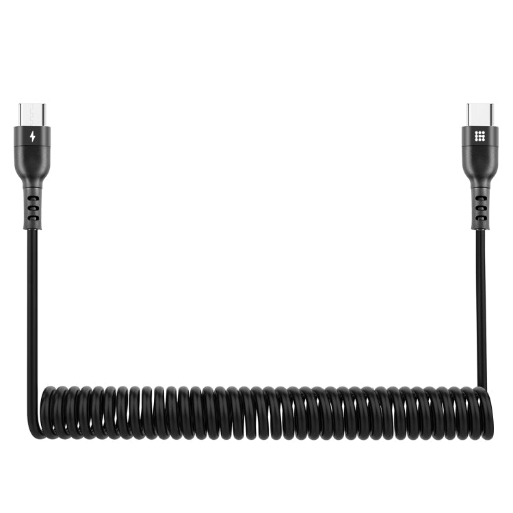 HAWEEL 1.5m 5A USB-C / Type-C to USB-C / Type-C Retractable Coiled PD Fast Charging Cable, 1.5m 5A Type-C – Fast Charging