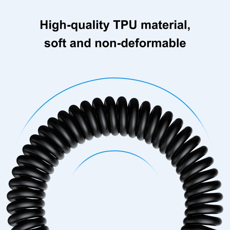 HAWEEL 1.5m 5A USB-C / Type-C to USB-C / Type-C Retractable Coiled PD Fast Charging Cable, 1.5m 5A Type-C – Fast Charging