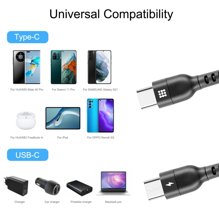 HAWEEL 1.5m 5A USB-C / Type-C to USB-C / Type-C Retractable Coiled PD Fast Charging Cable, 1.5m 5A Type-C – Fast Charging