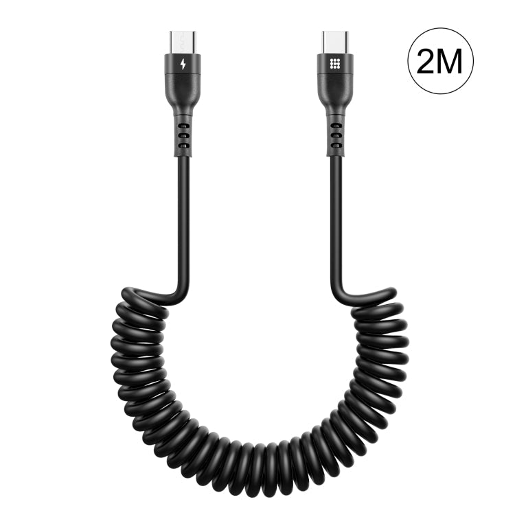HAWEEL 2m 5A USB-C / Type-C to USB-C / Type-C Retractable Coiled PD Fast Charging Cable, 2m 5A Type-C – Fast Charging