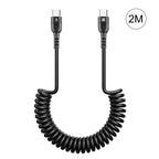 HAWEEL 2m 5A USB-C / Type-C to USB-C / Type-C Retractable Coiled PD Fast Charging Cable, 2m 5A Type-C – Fast Charging