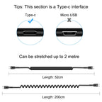 HAWEEL 2m 5A USB-C / Type-C to USB-C / Type-C Retractable Coiled PD Fast Charging Cable, 2m 5A Type-C – Fast Charging