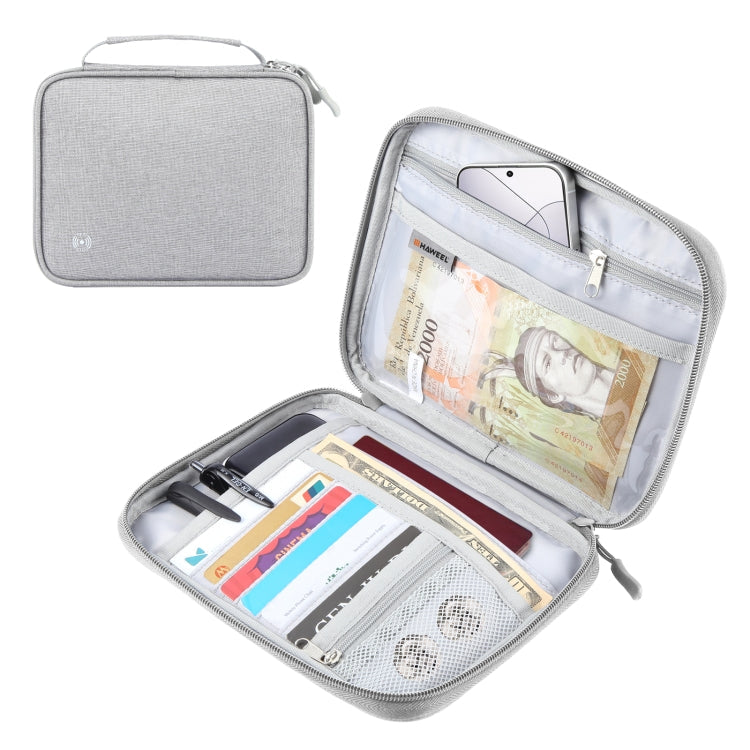 HAWEEL Passport Wallet Document Organizer Credit Cards Case Bag with Handle, Handle Bag Handle Bag Grey