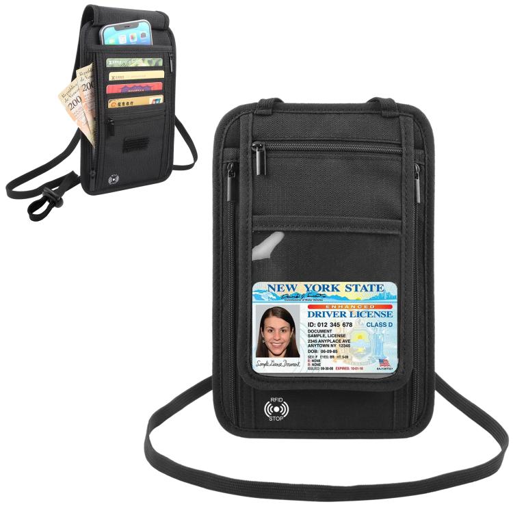 HAWEEL Neck Passport Wallet Bag Document Organizer Credit Cards Case Bag, Neck Pouch Neck Pouch Black