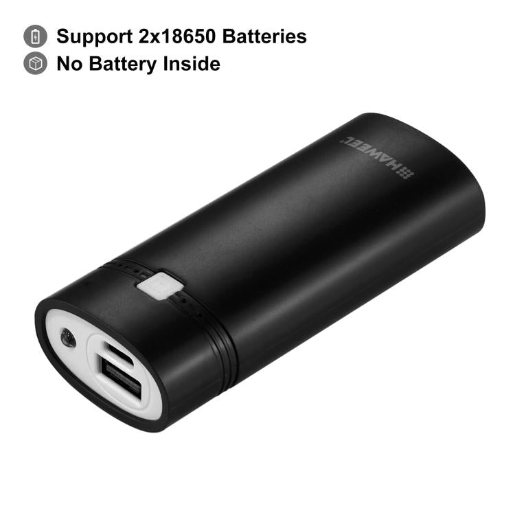 DIY Power Bank Shell – 2x 18650 Battery (Not Included) 5600mAh Power Bank Shell Box with USB... DIY 2 Batteries(Black) Black