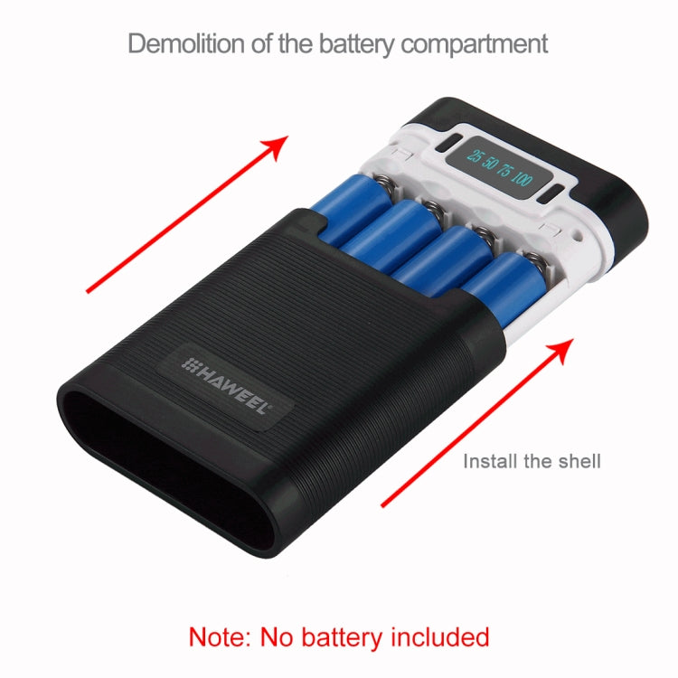 HAWEEL DIY 4 x 18650 Battery (Not Included) 10000mAh Power Bank Shell Box with 2 x USB Output & Display for iPhone, Galaxy, Sony, HTC, Google, Huawei, Xiaomi, Lenovo and other Smartphones, DIY 4 x 18650 10000mAh Battery (US)                           ...
