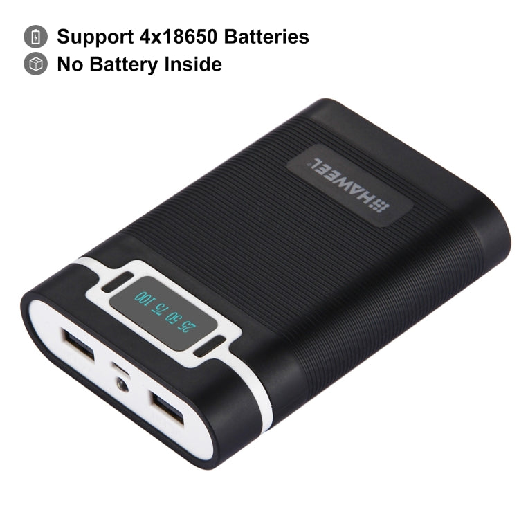 HAWEEL DIY 4 x 18650 Battery (Not Included) 10000mAh Power Bank Shell Box with 2 x USB Output & Display for iPhone, Galaxy, Sony, HTC, Google, Huawei, Xiaomi, Lenovo and other Smartphones, DIY 4 x 18650 10000mAh Battery (US)                           ... DIY 4x 18650 Batteries 10000mAh HWL9500B