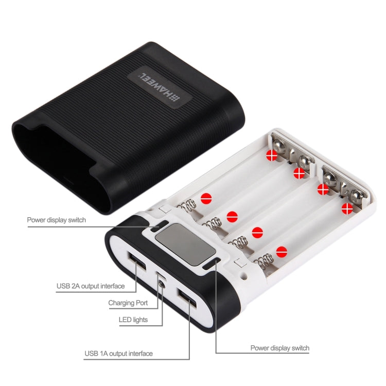 HAWEEL DIY 4 x 18650 Battery (Not Included) 10000mAh Power Bank Shell Box with 2 x USB Output & Display for iPhone, Galaxy, Sony, HTC, Google, Huawei, Xiaomi, Lenovo and other Smartphones, DIY 4 x 18650 10000mAh Battery (US)                           ...
